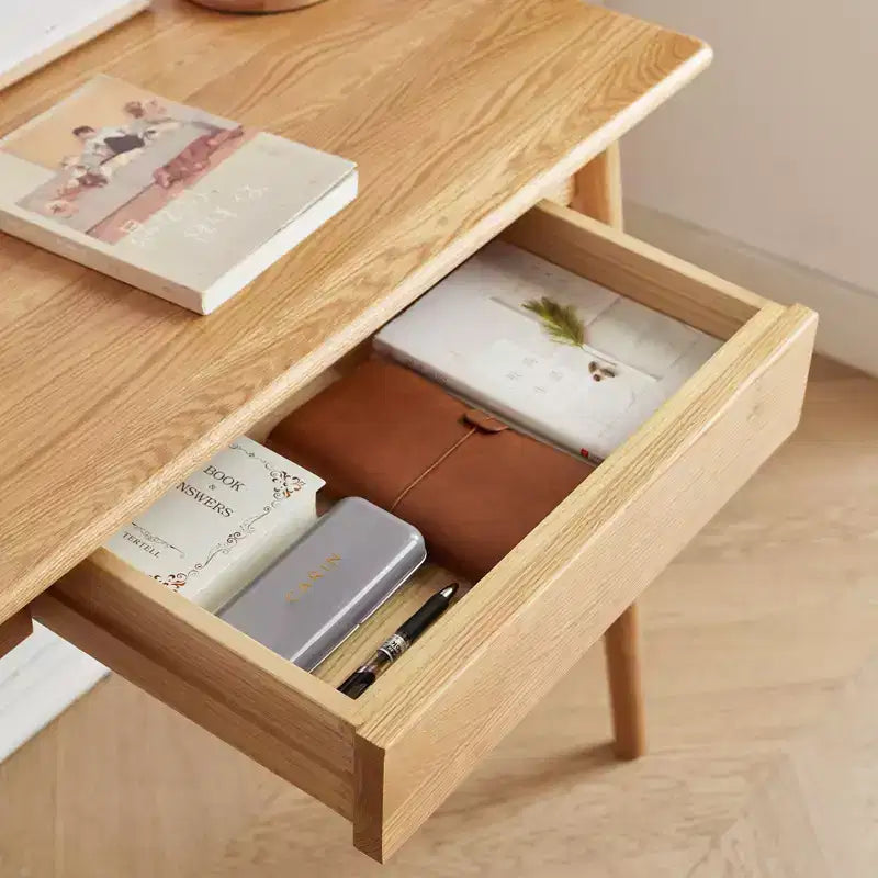 Okak 31.5/39IN Bureaux modernes en bois massif pour la maison, bureau debout avec 1 tiroir, bureau d'écriture pour salon, salle de lecture, bureau d'étude