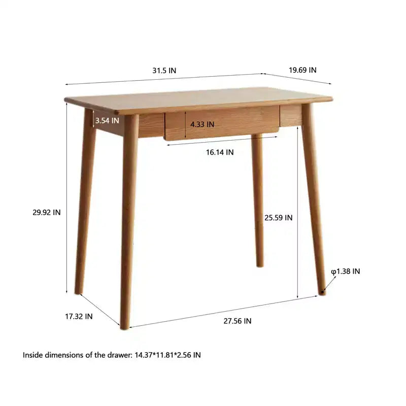 Okak 31.5/39IN Bureaux modernes en bois massif pour la maison, bureau debout avec 1 tiroir, bureau d'écriture pour salon, salle de lecture, bureau d'étude