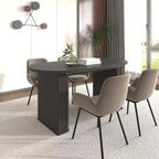 Table à manger extensible Okak 78IN pour 4-8 personnes, table de cuisine avec base à lattes en bois, table pliable pour salon, salle à manger