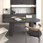 Table à manger extensible Okak 78IN pour 4-8 personnes, table de cuisine avec base à lattes en bois, table pliable pour salon, salle à manger
