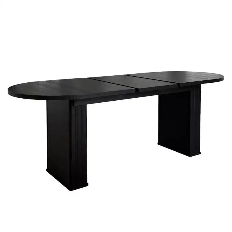 Table à manger extensible Okak 78IN pour 4-8 personnes, table de cuisine avec base à lattes en bois, table pliable pour salon, salle à manger