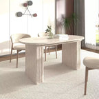 Table à manger extensible Okak 78IN pour 4-8 personnes, table de cuisine avec base à lattes en bois, table pliable pour salon, salle à manger
