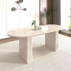 Table à manger extensible Okak 78IN pour 4-8 personnes, table de cuisine avec base à lattes en bois, table pliable pour salon, salle à manger