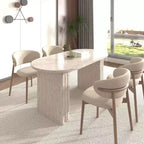 Table à manger extensible Okak 78IN pour 4-8 personnes, table de cuisine avec base à lattes en bois, table pliable pour salon, salle à manger