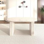 Table à manger extensible Okak 78IN pour 4-8 personnes, table de cuisine avec base à lattes en bois, table pliable pour salon, salle à manger