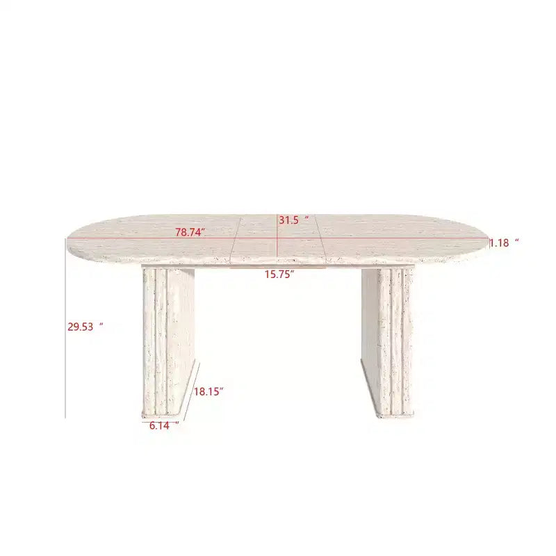 Table à manger extensible Okak 78IN pour 4-8 personnes, table de cuisine avec base à lattes en bois, table pliable pour salon, salle à manger