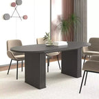 Table à manger extensible Okak 78IN pour 4-8 personnes, table de cuisine avec base à lattes en bois, table pliable pour salon, salle à manger
