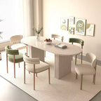 Okak 78IN Extendable Dining Table for 4-8 People, Kitchen Table with Wooden Strip Base, Foldable Table for Living Room, Dining Room