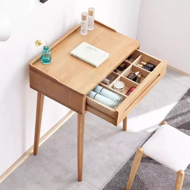 Okak Bureau debout moderne en bois de 23,62 po, Bureau de travail avec 1 grand tiroir, Bureau d'ordinateur pour la maison, le bureau, la salle de classe, la bibliothèque, Chêne