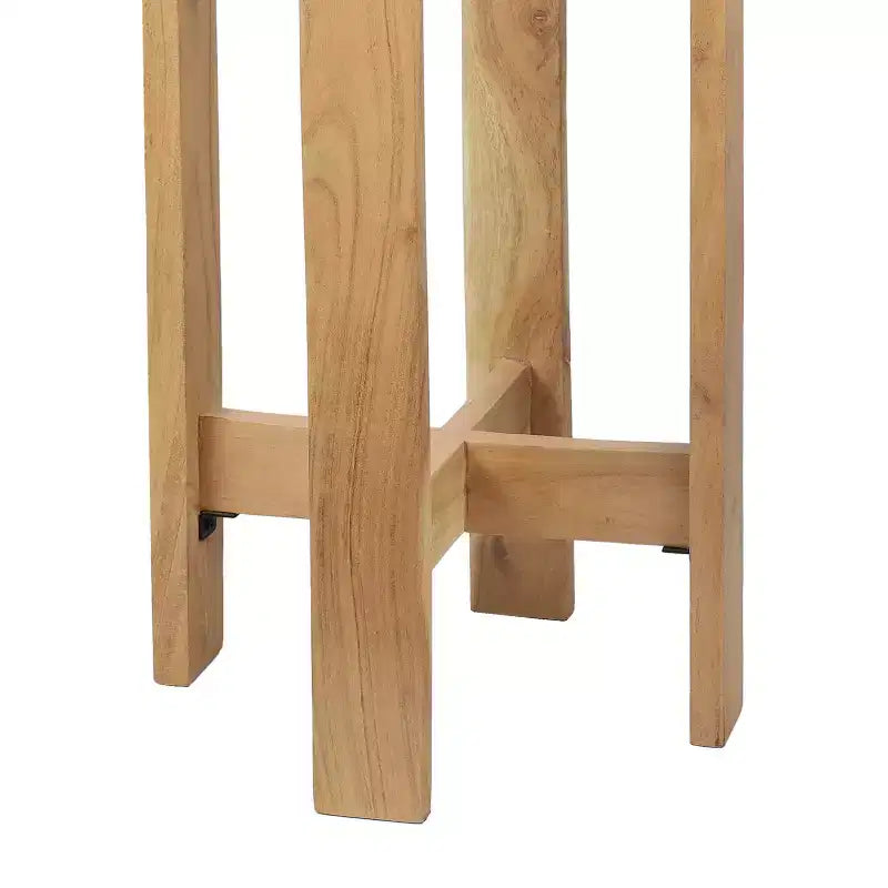 JONATHAN Y Elena Table d'appoint et table de boisson minimalistes en bois structuré avec plateau rond en marbre blanc (24 po)