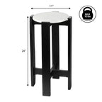 JONATHAN Y Elena Table d'appoint et table de boisson minimalistes en bois structuré avec plateau rond en marbre blanc (24 po)