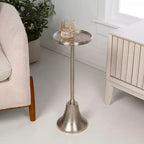 JONATHAN Y Irida 24 Table d'appoint et table basse design Art déco avec plateau rond martelé et base en forme de cloche
