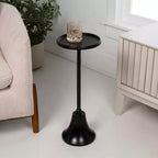 JONATHAN Y Irida 24 Table d'appoint et table basse design Art déco avec plateau rond martelé et base en forme de cloche