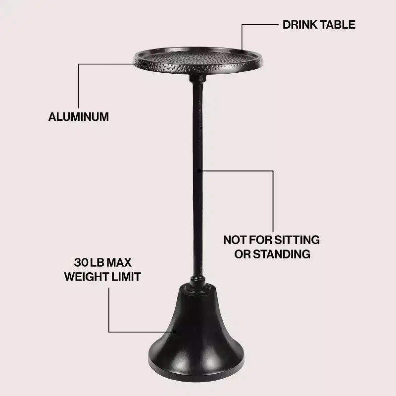 JONATHAN Y Irida 24 Table d'appoint et table basse design Art déco avec plateau rond martelé et base en forme de cloche