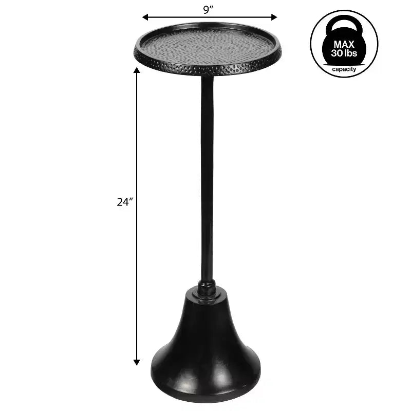JONATHAN Y Irida 24 Table d'appoint et table basse design Art déco avec plateau rond martelé et base en forme de cloche