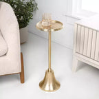JONATHAN Y Irida 24 Table d'appoint et table basse design Art déco avec plateau rond martelé et base en forme de cloche