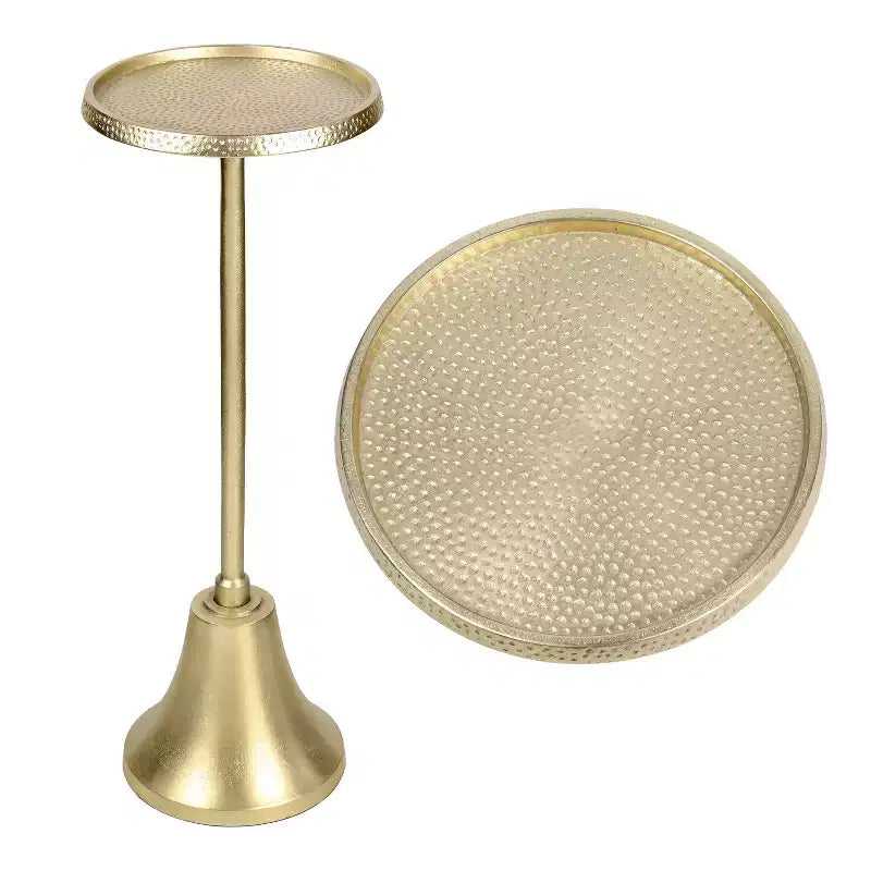 JONATHAN Y Irida 24 Table d'appoint et table basse design Art déco avec plateau rond martelé et base en forme de cloche