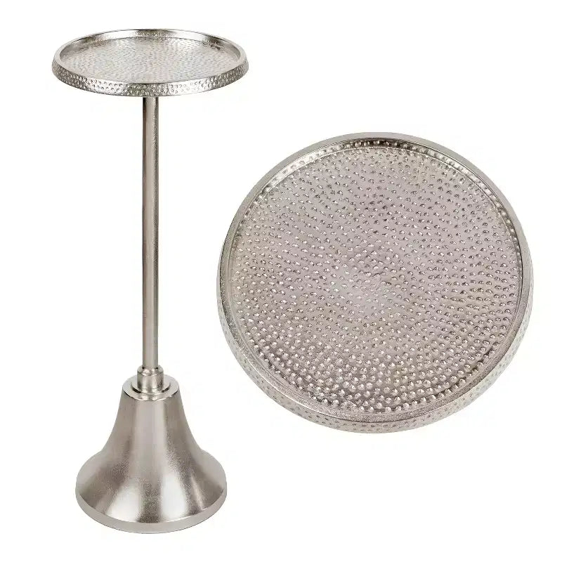 JONATHAN Y Irida 24 Table d'appoint et table basse design Art déco avec plateau rond martelé et base en forme de cloche