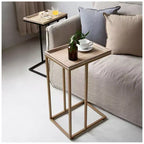 COZAYH Table d'appoint en bout de canapé, Meuble d'appoint avec plateau en rotin tissé, Noir