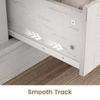 Commode à 4 tiroirs de style campagnard pour chambre à coucher, avec grands tiroirs et poignées barre, portes coulissantes de style grange pour placard, salon