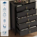 Commode 5 tiroirs, commode de chambre moderne en bois avec tiroirs de rangement, meuble TV de style ferme pour le salon, la chambre, le couloir