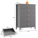 Commode 5 tiroirs, commode de chambre moderne en bois avec tiroirs de rangement, meuble TV de style ferme pour le salon, la chambre, le couloir