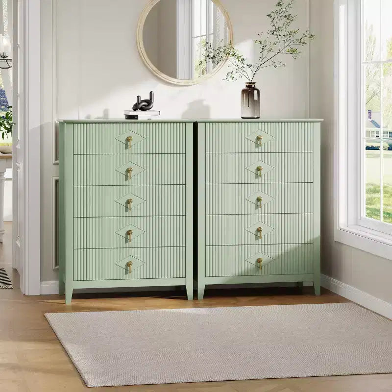 Commode 5 tiroirs, commode de chambre moderne en bois avec tiroirs de rangement, meuble TV de style ferme pour le salon, la chambre, le couloir