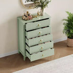 Commode 5 tiroirs, commode de chambre moderne en bois avec tiroirs de rangement, meuble TV de style ferme pour le salon, la chambre, le couloir