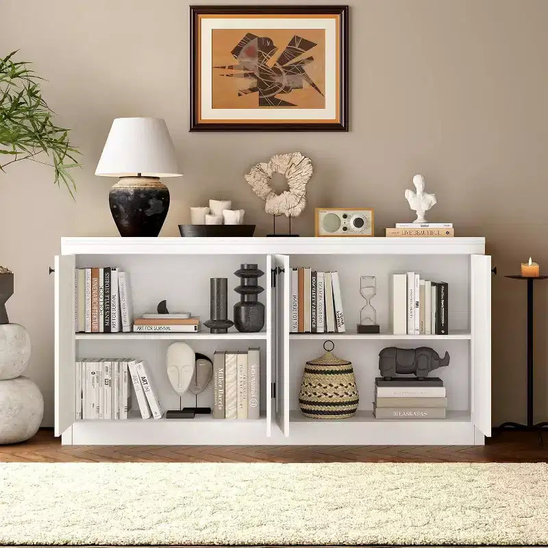 COZONY Buffet 4 portes de 160 cm, meuble de rangement moderne pour salon, salle à manger et bureau
