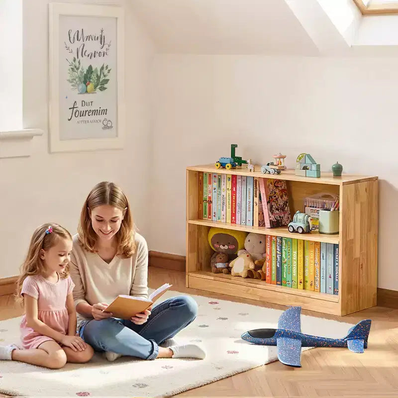 Étagère Montessori VEVOR, organisateur de rangement de jouets de 90 cm de large, meuble de rangement d'exposition pour enfants à 2 niveaux, mobilier de garderie, étagère pour enfants pour crèche, marron