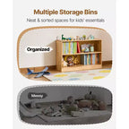 Étagère Montessori VEVOR, organisateur de rangement de jouets de 90 cm de large, meuble de rangement d'exposition pour enfants à 2 niveaux, mobilier de garderie, étagère pour enfants pour crèche, marron