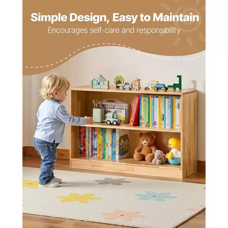 Étagère Montessori VEVOR, organisateur de rangement de jouets de 90 cm de large, meuble de rangement d'exposition pour enfants à 2 niveaux, mobilier de garderie, étagère pour enfants pour crèche, marron