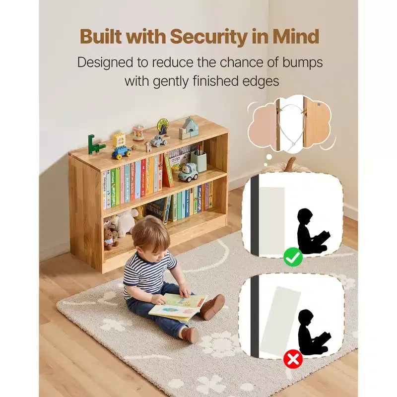 Étagère Montessori VEVOR, organisateur de rangement de jouets de 90 cm de large, meuble de rangement d'exposition pour enfants à 2 niveaux, mobilier de garderie, étagère pour enfants pour crèche, marron