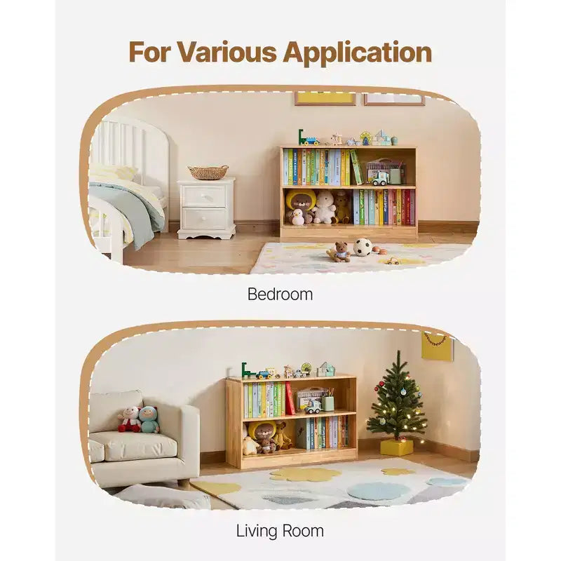 Étagère Montessori VEVOR, organisateur de rangement de jouets de 90 cm de large, meuble de rangement d'exposition pour enfants à 2 niveaux, mobilier de garderie, étagère pour enfants pour crèche, marron