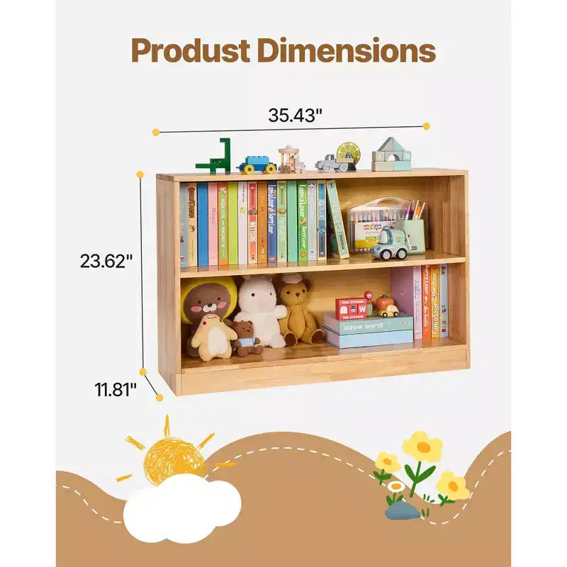 Étagère Montessori VEVOR, organisateur de rangement de jouets de 90 cm de large, meuble de rangement d'exposition pour enfants à 2 niveaux, mobilier de garderie, étagère pour enfants pour crèche, marron