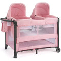 JOYMOR Twin Bassinet for Baby, Pink Bedside Bassinet, Convertible to Bedside Sleeper and Playpen, with Wheel, Brake