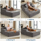 COZONY Chaise longue convertible surdimensionnée de 125 cm, Fauteuil/Canapé-lit Cloud en velours côtelé, Capacité de 180 kg