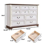 Okak Farmhouse – Commodes de console avec tiroirs et base, commode de chambre à coucher, salon, commode rustique en bois avec poignée anneau