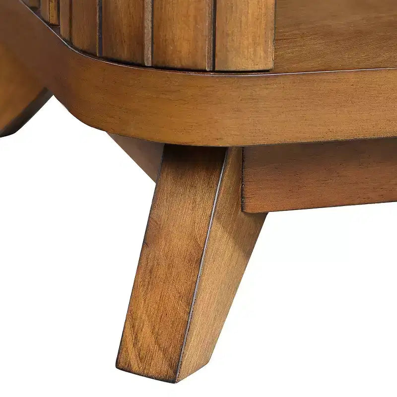 Zeus et Ruta Table basse rectangulaire en bois 105,4 cm avec pieds en bois massif et étagère de rangement ouverte pour salon, montage facile, noyer