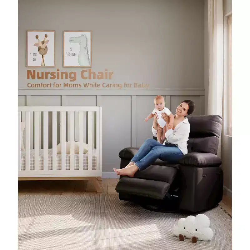 Fauteuil inclinable électrique à 360°, pivotant avec fonction chauffage et massage, en cuir PU (remplissage éponge 1,5X pour salon)