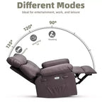 Fauteuil inclinable électrique à 360°, pivotant avec fonction chauffage et massage, en cuir PU (remplissage éponge 1,5X pour salon)