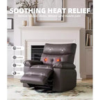 Fauteuil inclinable électrique à 360°, pivotant avec fonction chauffage et massage, en cuir PU (remplissage éponge 1,5X pour salon)