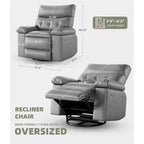 Fauteuil inclinable électrique à 360°, pivotant avec fonction chauffage et massage, en cuir PU (remplissage éponge 1,5X pour salon)