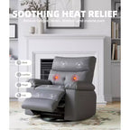 Fauteuil inclinable électrique à 360°, pivotant avec fonction chauffage et massage, en cuir PU (remplissage éponge 1,5X pour salon)