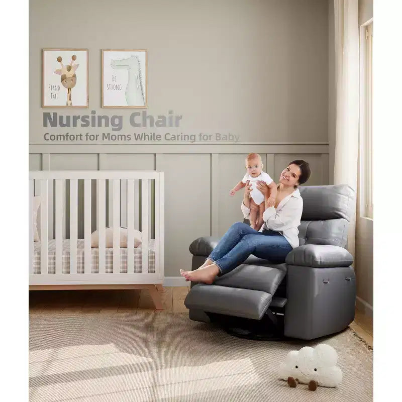 Fauteuil inclinable électrique à 360°, pivotant avec fonction chauffage et massage, en cuir PU (remplissage éponge 1,5X pour salon)