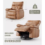 Fauteuil inclinable électrique à 360°, pivotant avec fonction chauffage et massage, en cuir PU (remplissage éponge 1,5X pour salon)