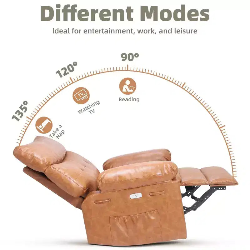 Fauteuil inclinable électrique à 360°, pivotant avec fonction chauffage et massage, en cuir PU (remplissage éponge 1,5X pour salon)