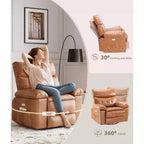 Fauteuil inclinable électrique à 360°, pivotant avec fonction chauffage et massage, en cuir PU (remplissage éponge 1,5X pour salon)