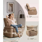 Fauteuil inclinable électrique à 360°, pivotant avec fonction chauffage et massage, en cuir PU (remplissage éponge 1,5X pour salon)