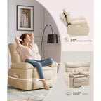 Fauteuil inclinable électrique à 360°, pivotant avec fonction chauffage et massage, en cuir PU (remplissage éponge 1,5X pour salon)